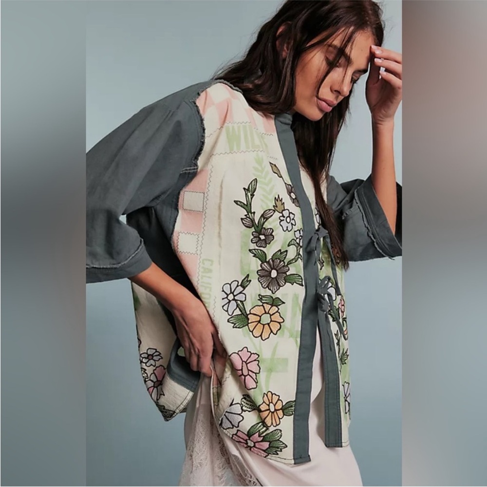 Free People We The Free Pressed In Flowers Kimono. Size XS - Picture 2 of 8